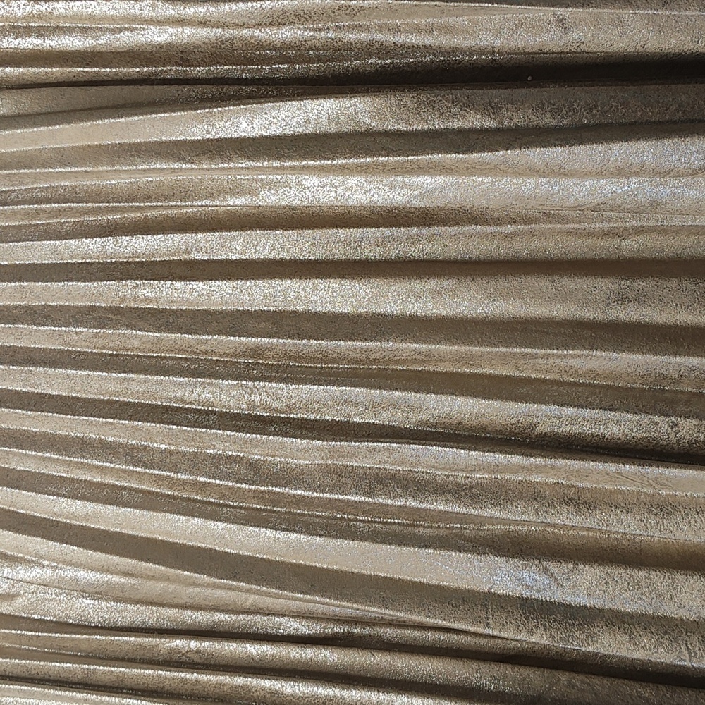 Maeve Shiny Gold Pleated Midi Skirt - Picture 4 of 11
